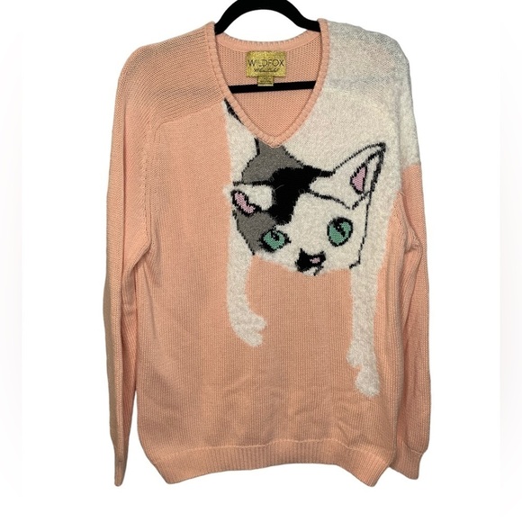 Wildfox Sweaters - Rare Wildfox White Label Peach Oversized Joan the Cat Sweater Size XS